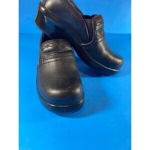 Women Ariat Clogs Mule US 6.5B Slip & Oil Resist Blk Leather Slip-On Work Shoes